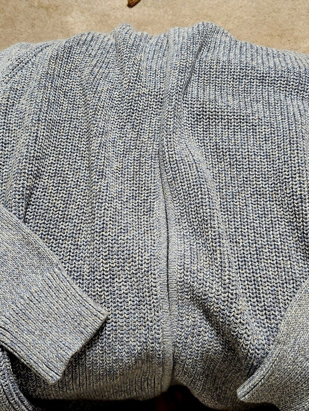 NWT  L.L.Bean Cardigan Sweater Womens L Heathered Blue 100%  Cotton Open Front - Picture 5 of 8